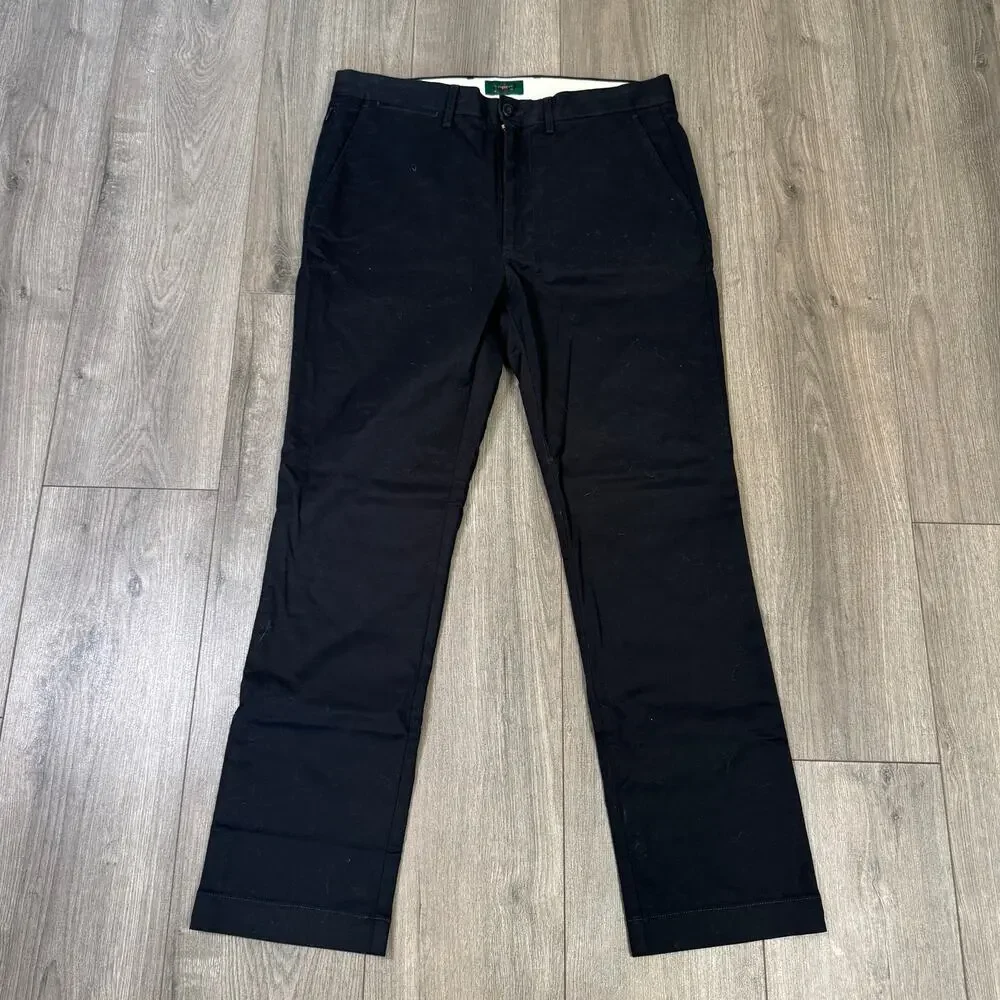 J.Crew Slim Stretch Chino Pants Mens 32x30 Black Twill Flat Front Slash Pockets